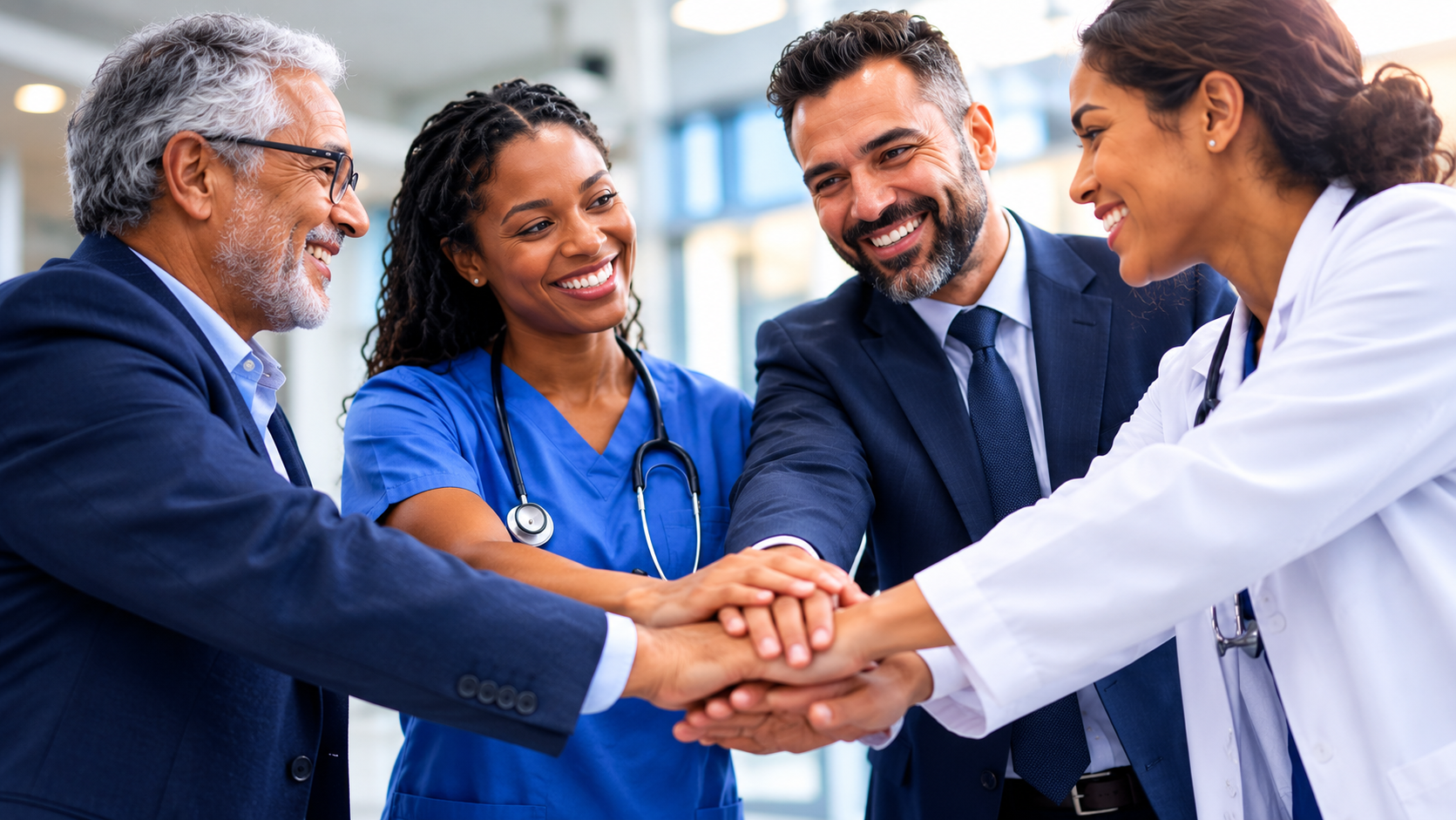 CHH Healthcare — team members joining hands in unity